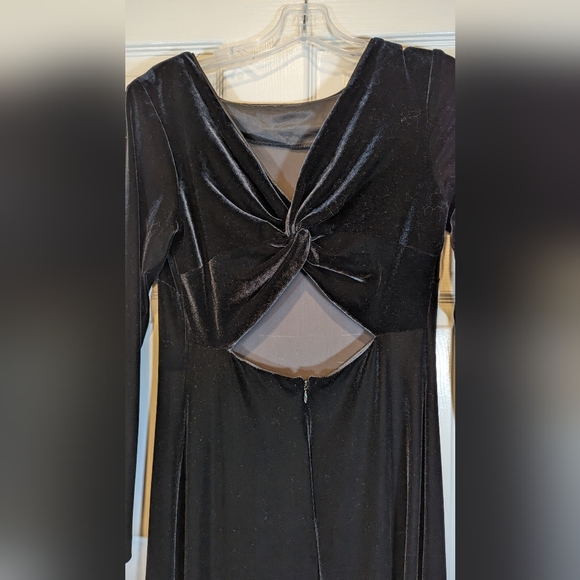 Ever Beauty black velvet long maxi bodycone dress w/open back whimsigoth size 6 - Picture 5 of 7